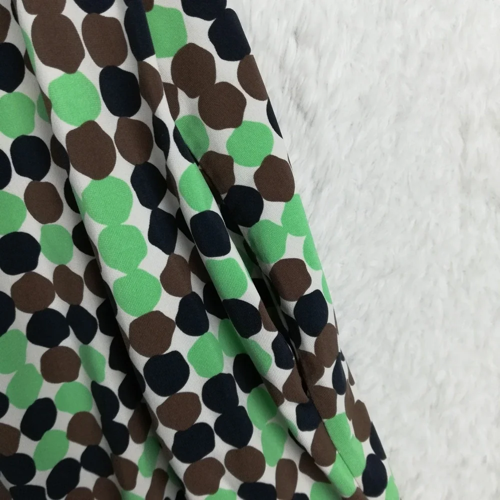BCBG Maxazria‎ Womens Dress Tent Sleeveless Green Navy Polkadot Pockets Mini L